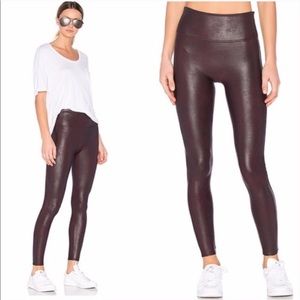 Spanx Faux Leather Mahogany Leggings Size L